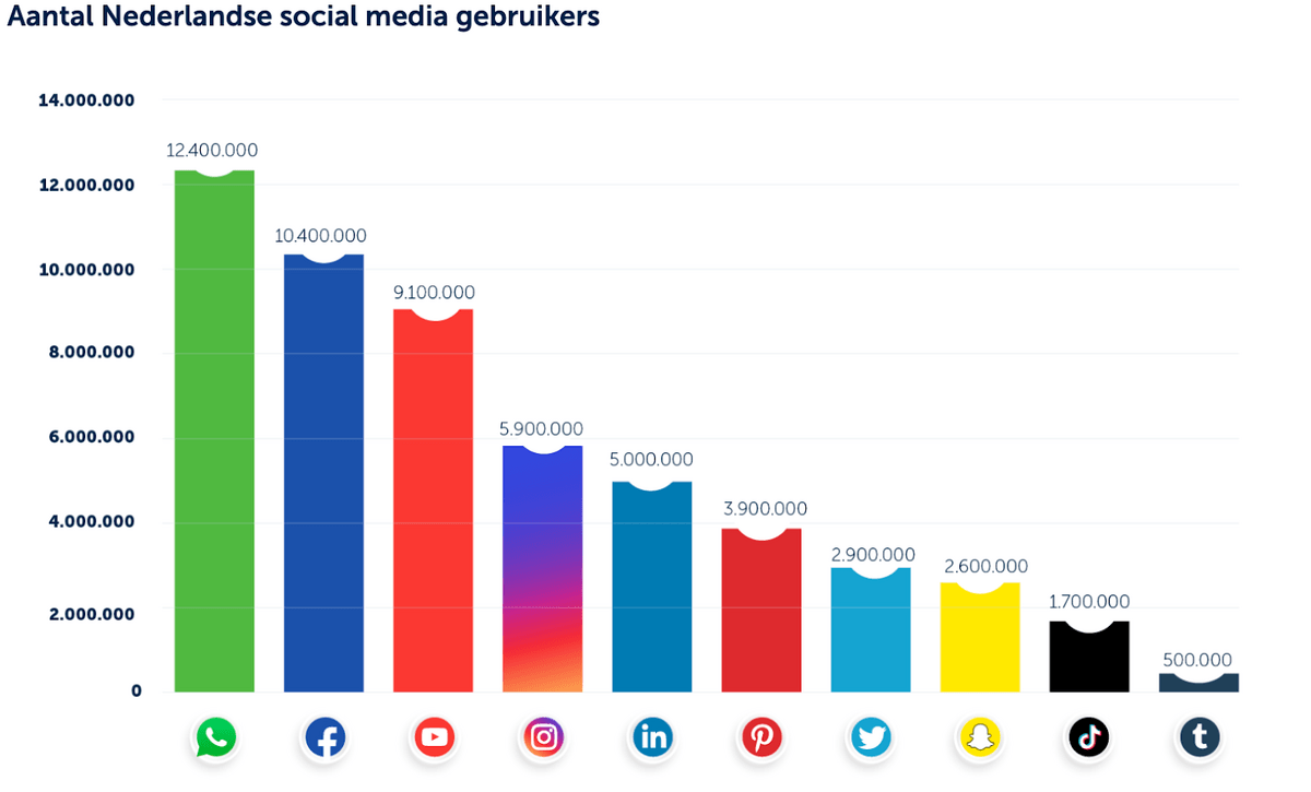 Weergave van social-media gebruikers in Nederland